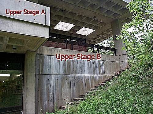 Looking at the upper stages from the bottom of the ampitheatre